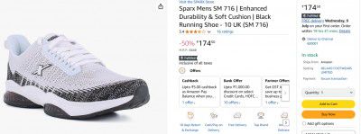 Sparx Mens SM 716 | Enhanced Durability & Soft Cushion | Black Running Shoe - 10 Uk