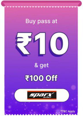 BBD Sale | Sparx Pass only at Rs.. 10 and get a discount of 25% upto Rs. 100  