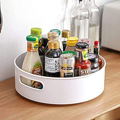 Spenfrone Multi-Purpose 360° Rotating Organizer Tray/Kitchen Organizer/Multi-Function Rotating Tray/Cosmetics Organizer (Cream, Pack of 1)