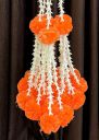 SPHINX Artificial Rajnigandha (Tuberose) & Clustered Marigold (Genda) Strings for Decoration Approx 2.33 ft - (Dark Orange, 12)...
