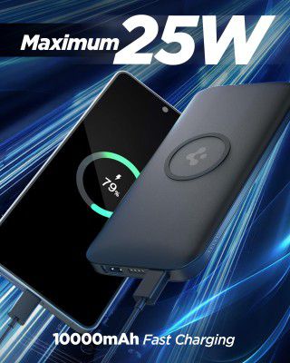 Spigen 2-in-1 10000mAh Wireless Charging Power Bank, 25W Max Fast Charging 