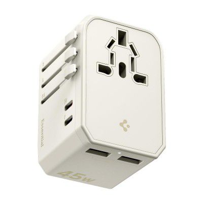 Spigen Universal Travel Adapter, Multi Plug Adapter 45w, (USB-Ax2/ USB-Cx2), All-in-One Global Worldwide Compatibility (EU/UK/US/AU)(Not Compatible with D/M/O Plug) - Dune Beige