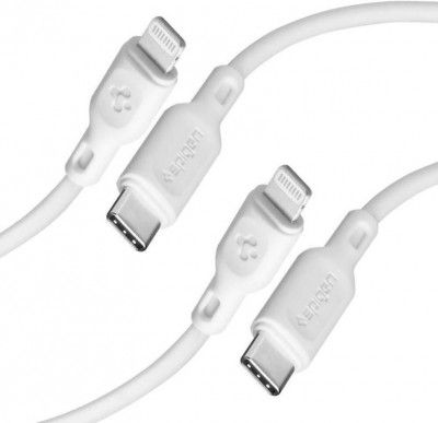 Spigen USB Type C Cable 3 A 0.9 m 000CA26356  (Compatible with Mobile, White, Pack of: 2)