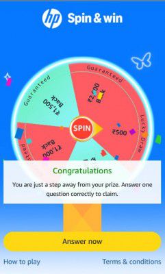 Amazon : Spin & Win LG TV Cashback Offer