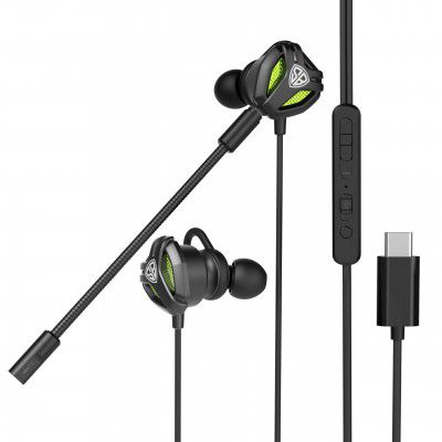 SpinBot BattleBudz C10 Wired in Ear Type-C Gaming Earphones with Detachable Boom Mic 