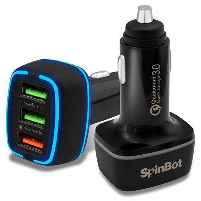 SpinBot ChargeUp 3 Ports 30W Quick Charge 3.0 Car Charger Fast Charging (Without Cable)