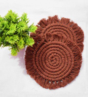 Spiral Brown Macrame (Set of 2) Table Coaster