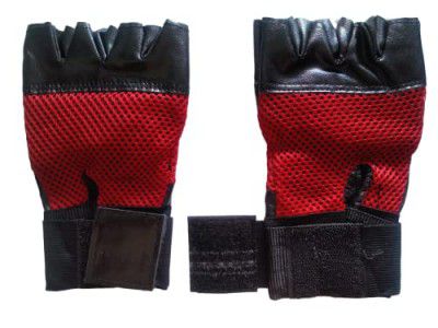 SPIRO Red Color with Wrist Support Leather Gym Gloves for Weight Lifting Gloves, Exercise Gloves for Powerlifting, Cross Training, Workout, Best for Men & Women