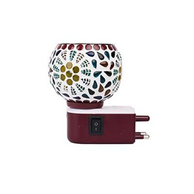Spocky Dcor Ceramic Aroma Diffuser Kapoor Dani Cum Night Lamp Multi Functional Essential Oil Camphor Burner for Fragrance with Switch On/Off Button for Heating(Non-Auto Cut)