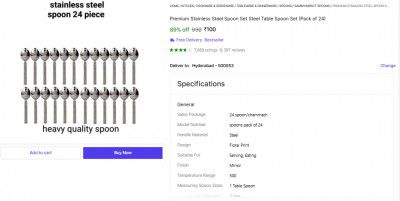 Spoon Set Steel Table Spoon Set (Pack of 24)