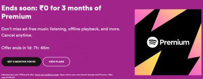 Spotify 3 Months Premium Subscription @ Free