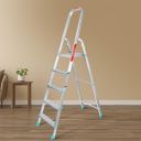 Spotzero By Milton 5 Step Foldable Aluminium Ladder for Home Durable Strong Wide Anti Skid Slip Prevention Steps Grey...