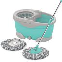Spotzero By Milton Maxx Spin Mop with Four Wheels, Aqua Green (Plastic Wringer, 2 Refills)...