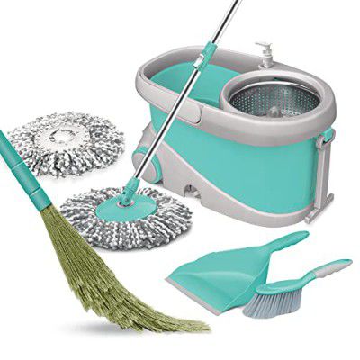 Spotzero By Milton Prime Mop, Dust Broom XL & Dustpan with Brush (Floor Cleaning Dust Broom XL - 1 Piece, Dustpan with Brush - 1 Piece), Plastic