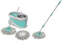 Spotzero by Milton Prime Spin Mop with Big Wheels and Stainless Steel Wringer,2 Microfiber Refills & Spin Mop Spares Set Handle with Microfibers Refill(Aqua Green)...