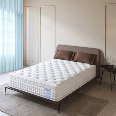 SPRINGTEK Euro Top Luxe Memory Foam 8 inch King Pocket Spring Mattress (L x W: 72 inch x 72 inch)