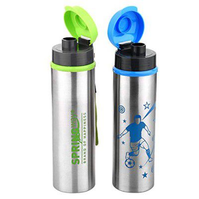 SPRINGWAY - Brand of Happiness | Eco Neer Flipper Stainless Steel Water Bottle 700ml (Blue & Green) (Set of 2)