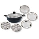 SPRINGWAY - Brand of Happiness | Super5 Hard Anodised Aluminum Multi Kadai Lid, 4 L and 5 Stainless Steel Plates (Black)...