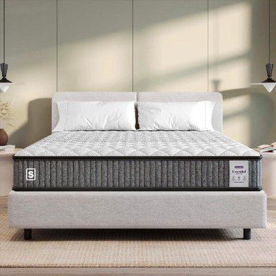 Springwel Essential Reversible 4 Inch Mattress | HR Foam | Medium Firm Quilted Mattress with Breathable & Anti Microbial Bamboo Charcoal Fabric Cover | Single Size (72X30X4) Inches