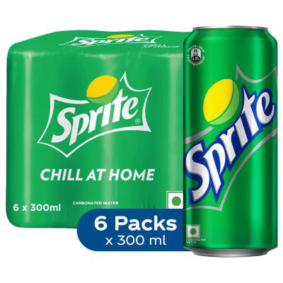 Sprite Lemon-Lime Flavoured Cold Drink Recyclable Can, 300 ml (Pack of 6)