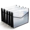 SPS File Folder, Transparent Poly-Plastic A4/Foolscap Documents File Storage Bag with Snap Button, Set of 5 (Black)...