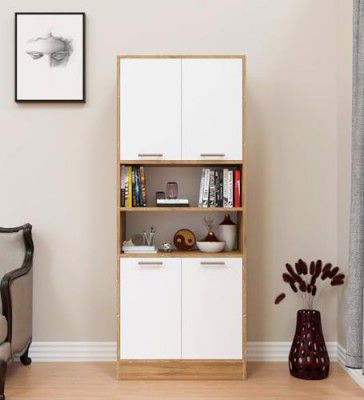 Spyder Craft 4 Door Engineering Woo Wardrobe for Clothes| Stylish Cupboard for Bedroom| Multi Utility Design with Handles| Engineered Wood- (Canyon Oak & White) 1 Year Warranty