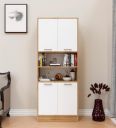Spyder Craft 4 Door Engineering Woo Wardrobe for Clothes| Stylish Cupboard for Bedroom| Multi Utility Design with Handles| Engineered Wood- (Canyon Oak & White) 1 Year Warranty...