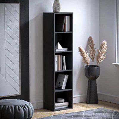 Spyder Craft 5-Tier Bookcase Wood Cube Book Shelf Storage Unit for Living Room Bedroom Study Room Color: Black