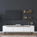 Spyder Craft DIVYSA D1 TV Unit with Wall Shelf,TV Stand with Bookshelf Wall Mounted with Shelf, Color: White & Brown (Brown), Engineered Wood...