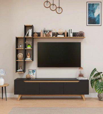 Spyder Craft Matte Finish TV Entertainment Unit, Tv Stand with Wall Shelf Book Storage 