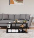 Spyder Craft Modern Zig Zig Wooden Coffee Table with Storage (Classic, Black)...