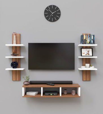 Spyder Craft Tokyo Engineering Wood Wall Mount TV Entertainment Unit Set Top Box Stand/TV Cabinet with Shelves for Books