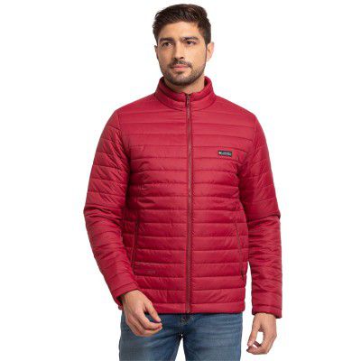 Spykar Deep Red Nylon Full Sleeve Casual Jacket for Men