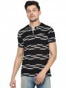 SPYKAR Men Black White Printed Henley Neck Pure Cotton T-shirt...