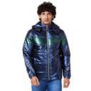 Spykar Men Midnight Blue Nylon Straight Fit Full Sleeve Plain Hooded Puffer Jacket...