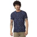 Spykar Men Navy Blue Blended Slim Fit Half Sleeve Round Neck Printed Tshirt...