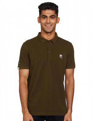 Spykar Men's Polo Neck Half Sleeve Slim Fit T Shirt