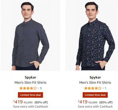 Spykar Men's Shirts @ 80% Discount