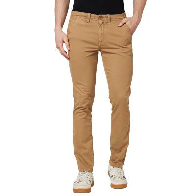 Spykar Mid Rise Kano Grey Trousers for Men