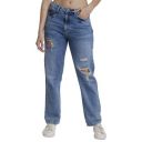 Spykar Women Light Blue Cotton Straight Fit Regular Length Low Distressed Jeans...