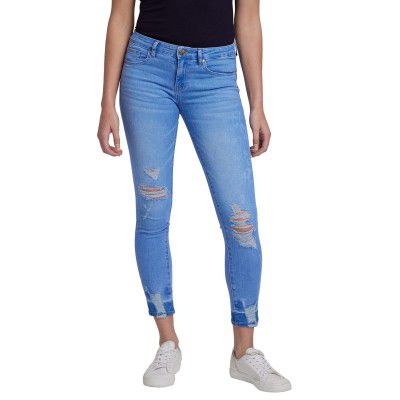 Spykar Women Mid Blue Lycra Slim Fit Regular Length Jeans (Alicia)