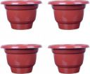spyLove Plastic Gamla (Brown) Set of 4 Pcs (20 CM. ) Plant Container Set  (Pack of 4 Plastic)...
