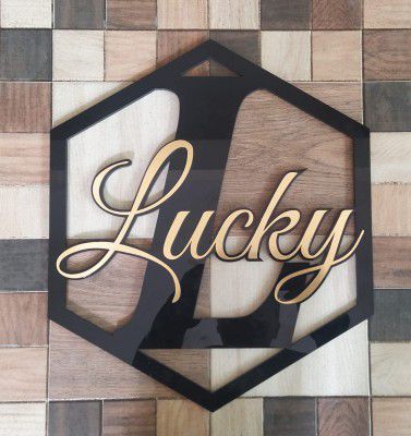 SQUARE INCH Personalised Name Customised Hanging Hexahonal Shape Frame Alphabet Wooden Couple Name (12 x 12 inches) for Couples Boyfriend Girlfriend Wife Husband