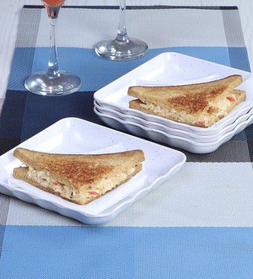 Square White 7 Inch Melamine (Set of 4) Appetizer Platter