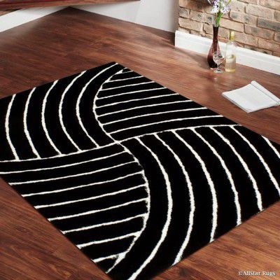 SR 5x7 Fan Black Living Room Carpets for Home and Office | Soft and Shaggy Bedroom Carpets | Rugs and Runners Available in Various Designs