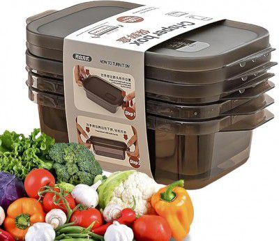 SR Food Storage Containers | Multipurpose Stackable Kitchen Storage Boxes | Airtight Refrigerator Organizer for Fruit, Vegetables, Cereal, and Snacks (Black-Set of 3)