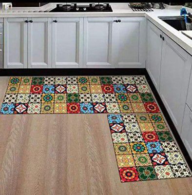 SR Handloom 3D Printed Kitchen Mats Water Absorbent and Anti Slip Rubber Rectangular Floor and Runner/ Kitchen Mat (400CM) (MULTTICOLOR 2)