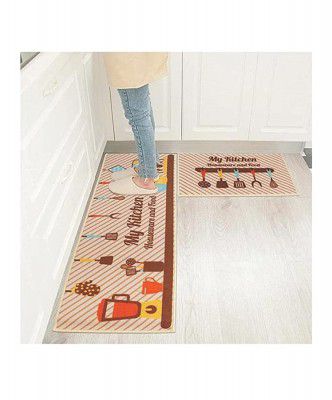 SR Handloom 3D Printed Kitchen Mats Water Absorbent and Anti Slip Rubber Rectangular Floor and Runner/ Kitchen Mat (400CM) (My Kitchen)