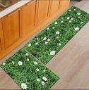 SR Handloom 3D Printed Kitchen Mats Water Absorbent and Anti Slip Rubber Rectangular Floor and Runner/ Kitchen Mat (400CM) (Green Flower)...