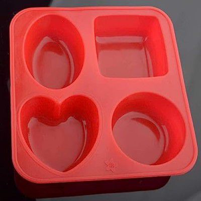 SR Silicone Circle, Square, Oval and Heart Shape Soap Cake Making Mould, Multicolor